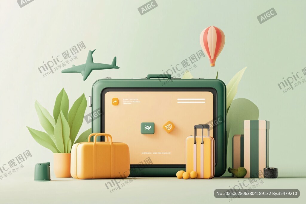 旅行準備場景與電子設備