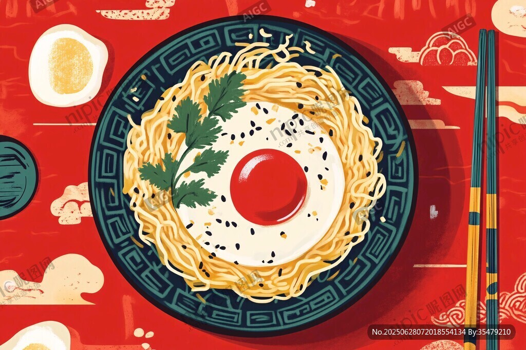 日式拉面插畫(huà) 美味誘人