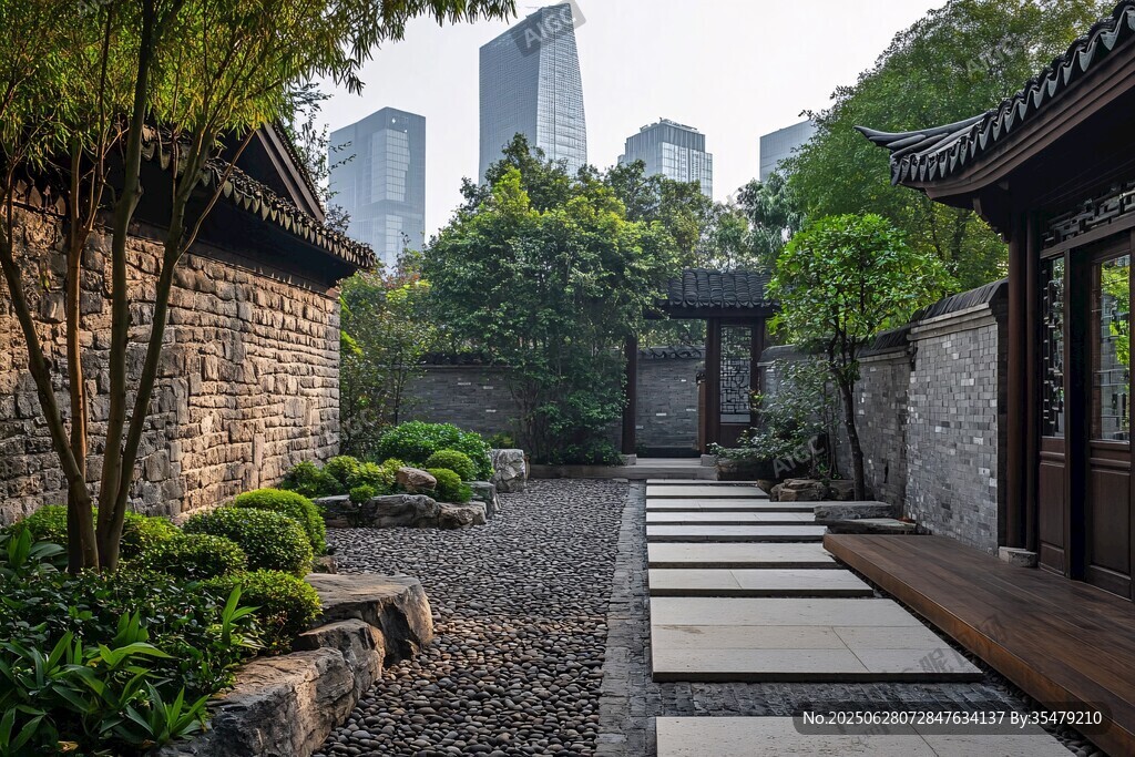 中式庭院與現(xiàn)代都市景觀