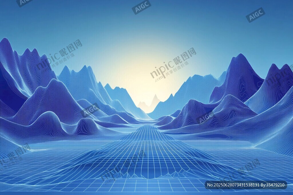 夢幻藍(lán)調(diào)山水?dāng)?shù)字景觀