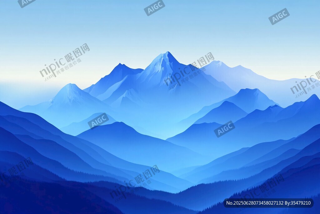 夢幻藍色群山景觀