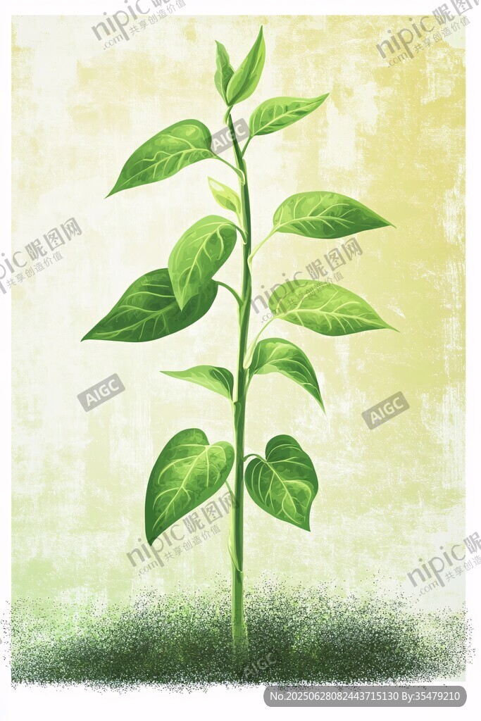 嫩綠植物幼苗插畫
