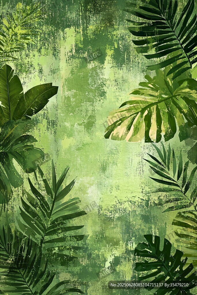 熱帶綠葉背景紋理圖案