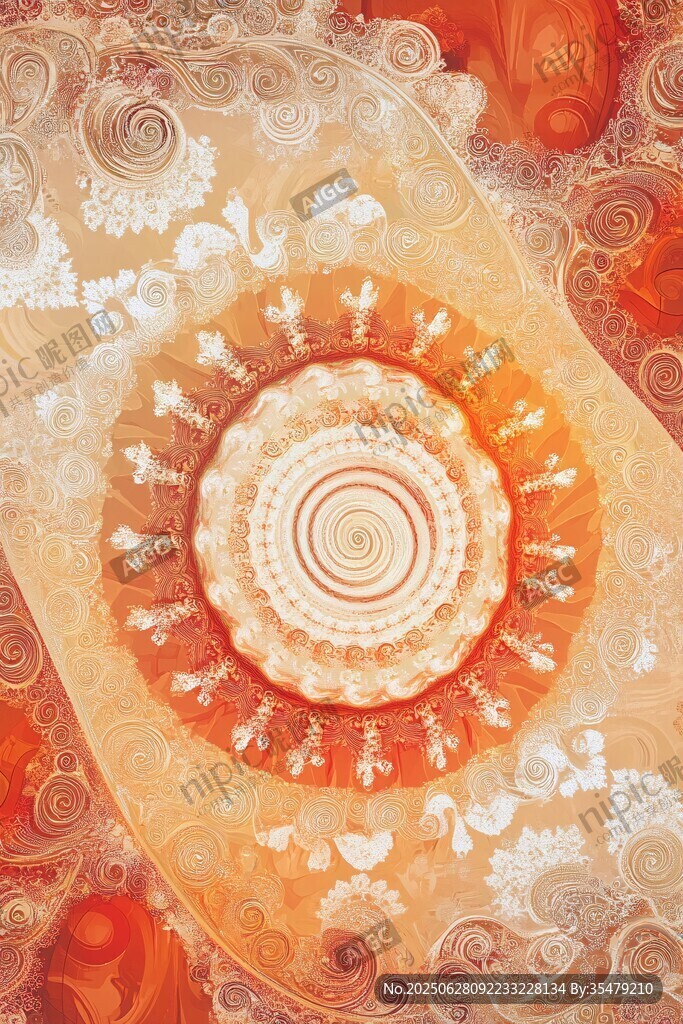 夢(mèng)幻橙色螺旋花紋圖案