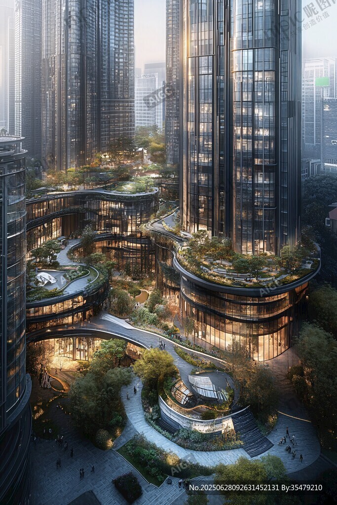 未來感都市空中花園景觀
