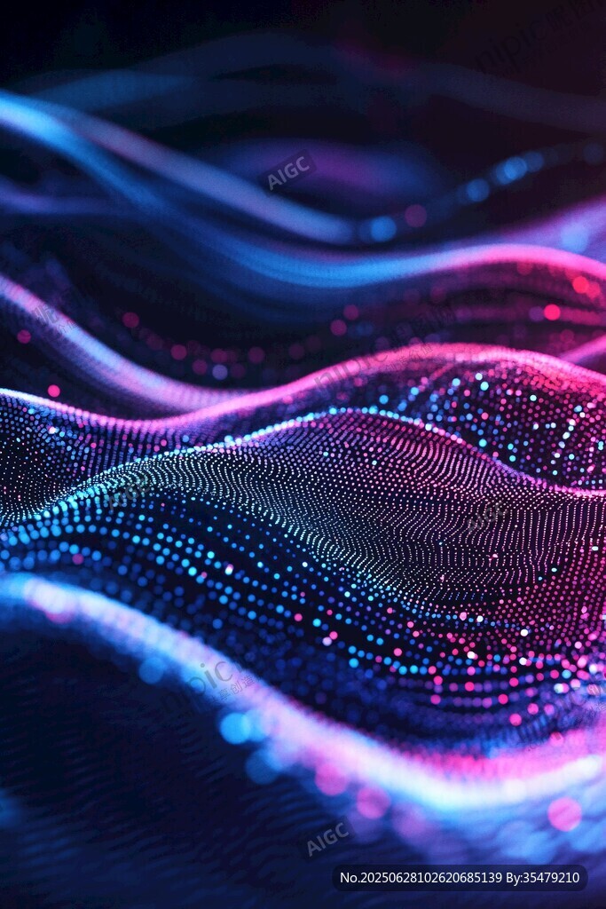 炫彩流動的粒子波浪效果