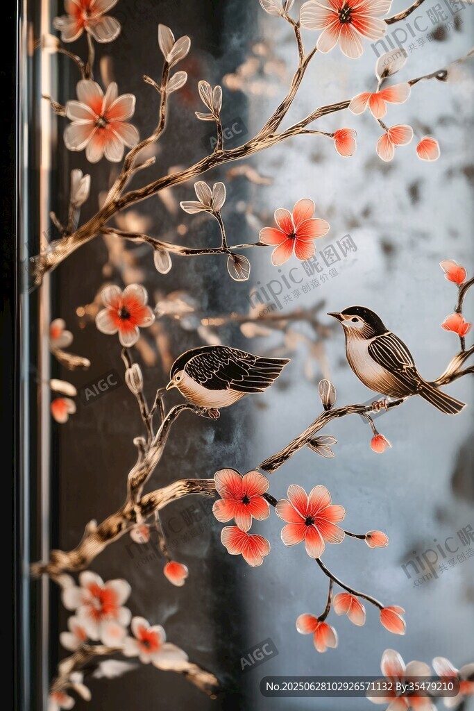 花鳥相映成趣的中式裝飾