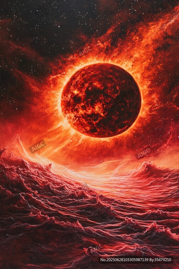熾熱太陽下的洶涌火海景觀