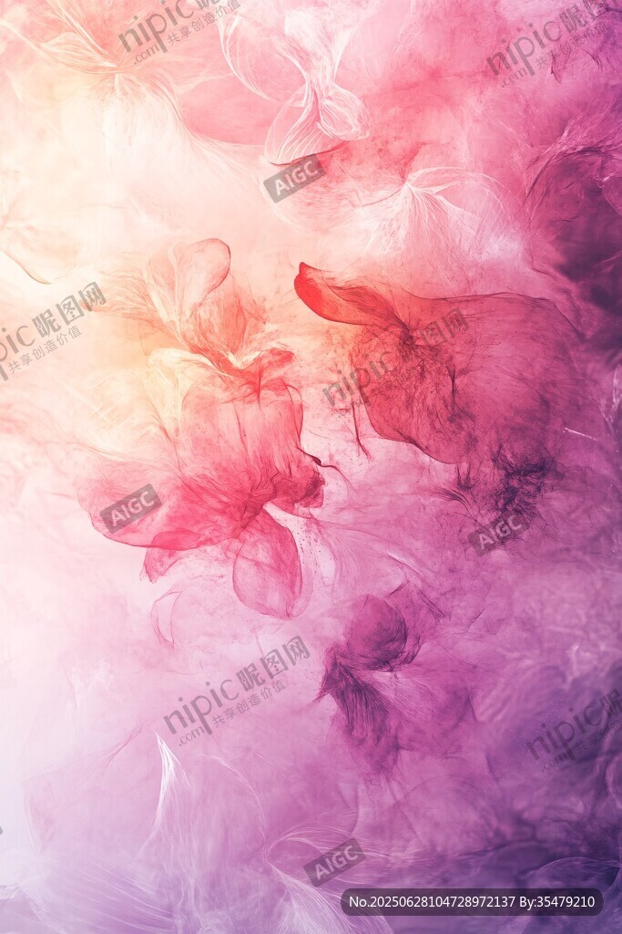 夢(mèng)幻粉紫花卉水彩背景圖