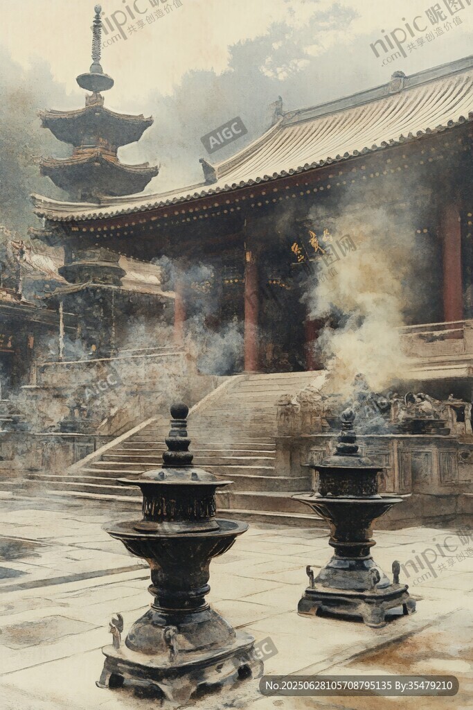 古寺焚香處 靜謐禪意濃