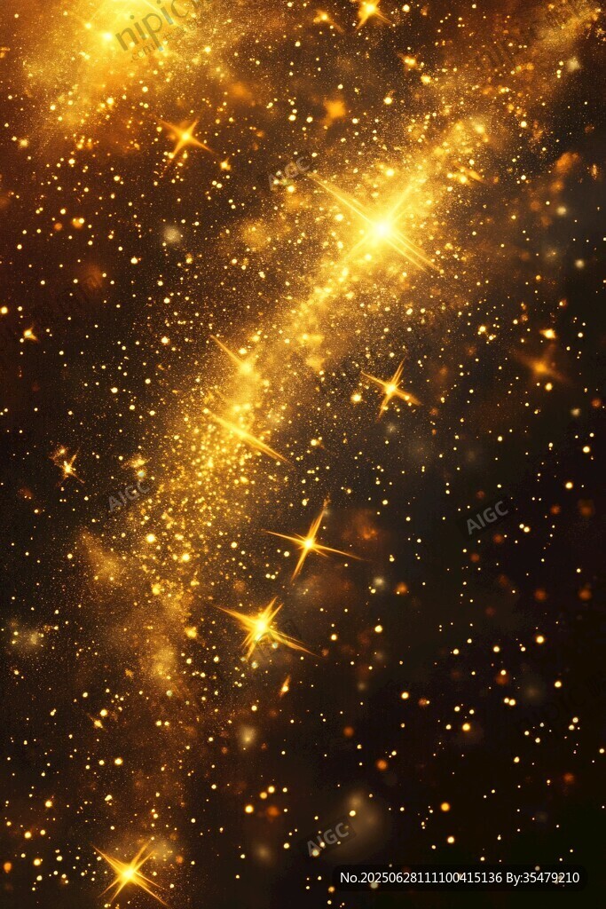 金色閃耀星空夢幻背景圖