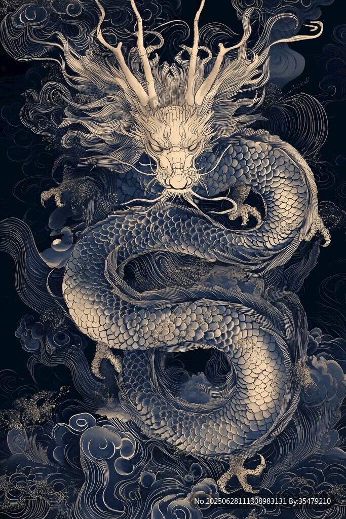中式古風(fēng)祥龍繪