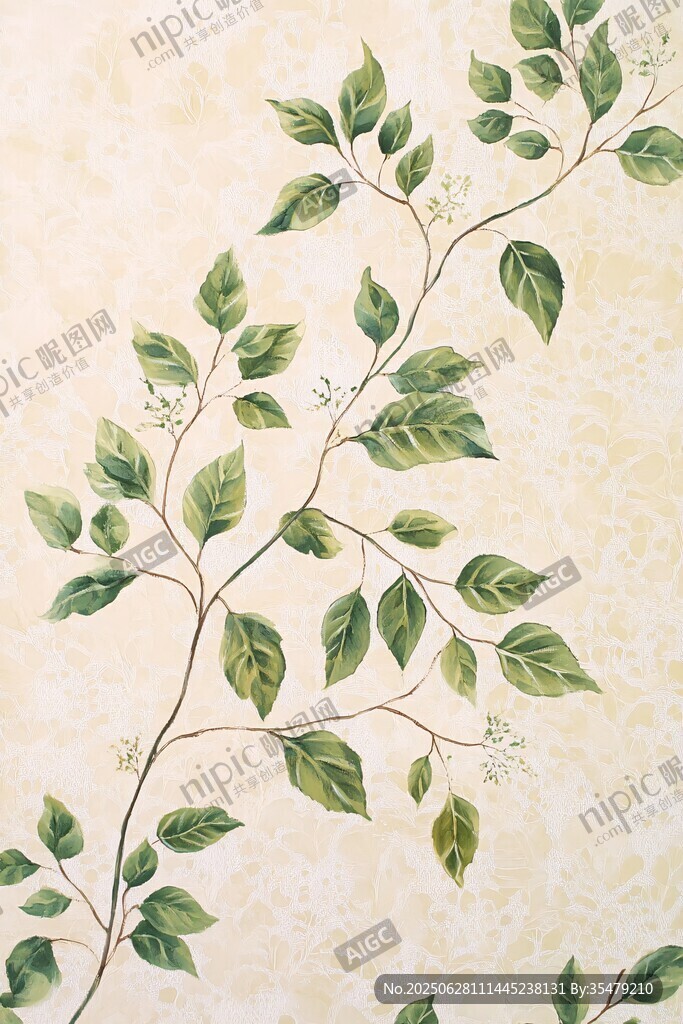 綠葉藤蔓圖案背景裝飾圖
