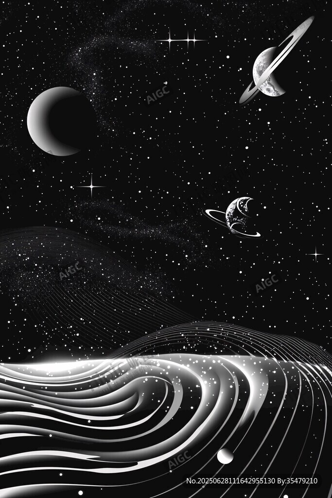 夢幻宇宙星球與波紋景觀