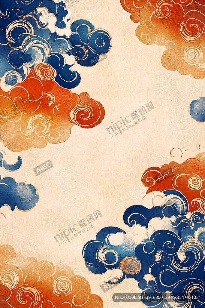 中式復(fù)古祥云圖案背景