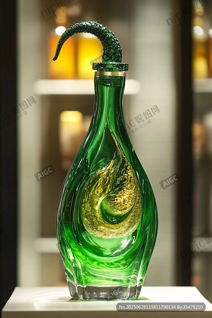 綠韻金紋玻璃藝術(shù)酒瓶