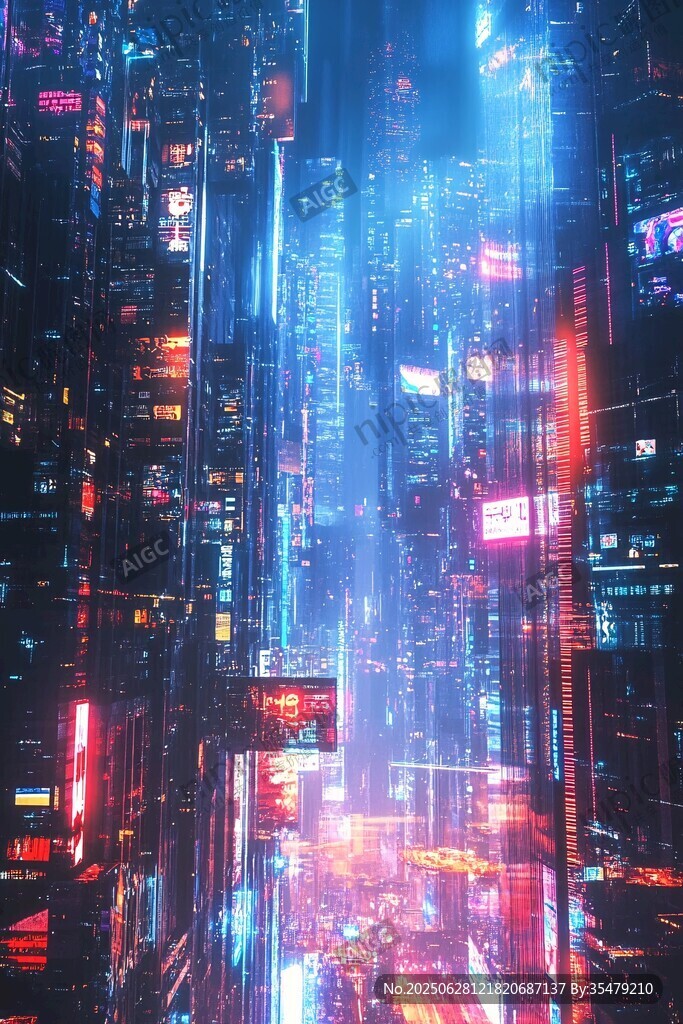未來都市霓虹夜景