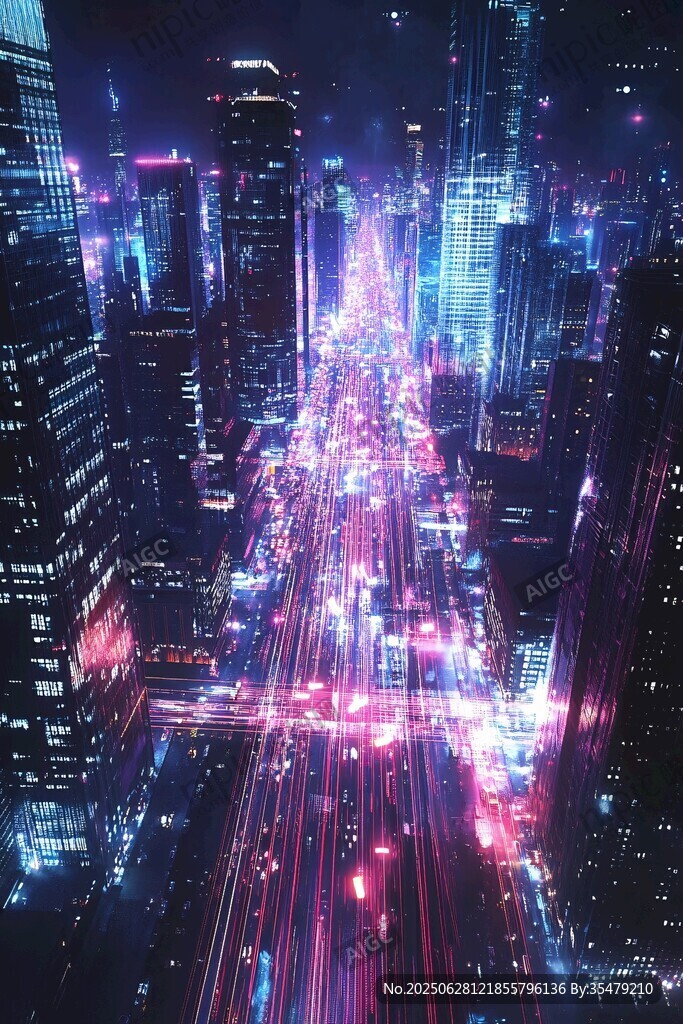 賽博朋克風都市夜景