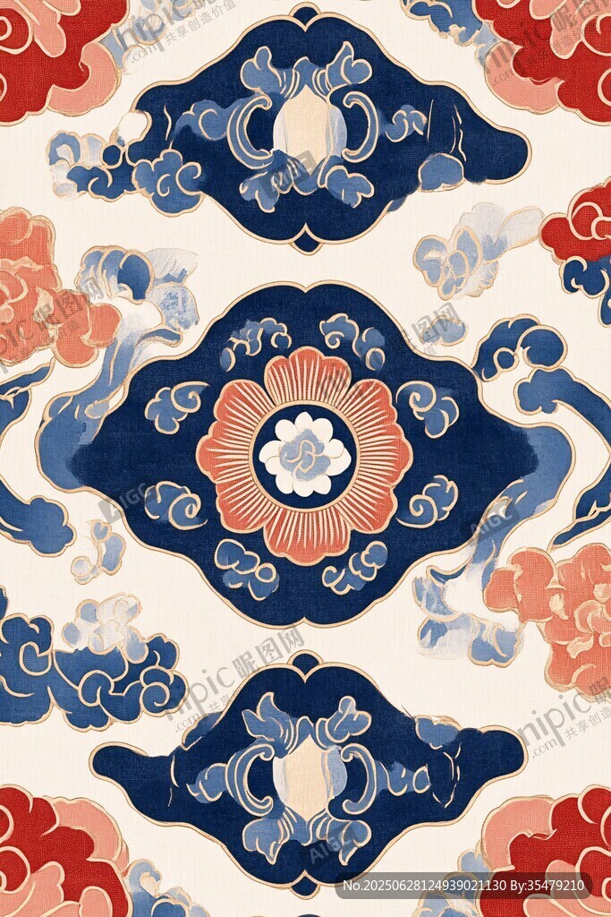 中式傳統(tǒng)花卉云紋圖案