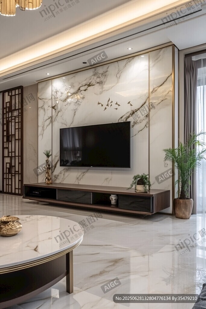 新中式客廳電視背景墻設(shè)計(jì)