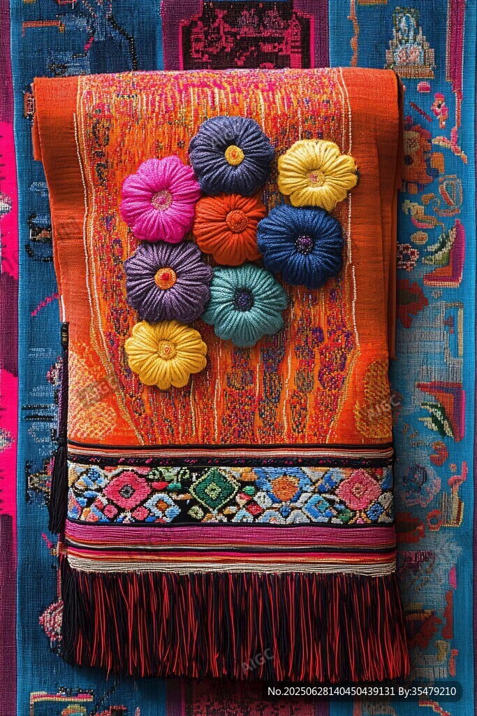 多彩刺繡織物展示獨(dú)特工藝