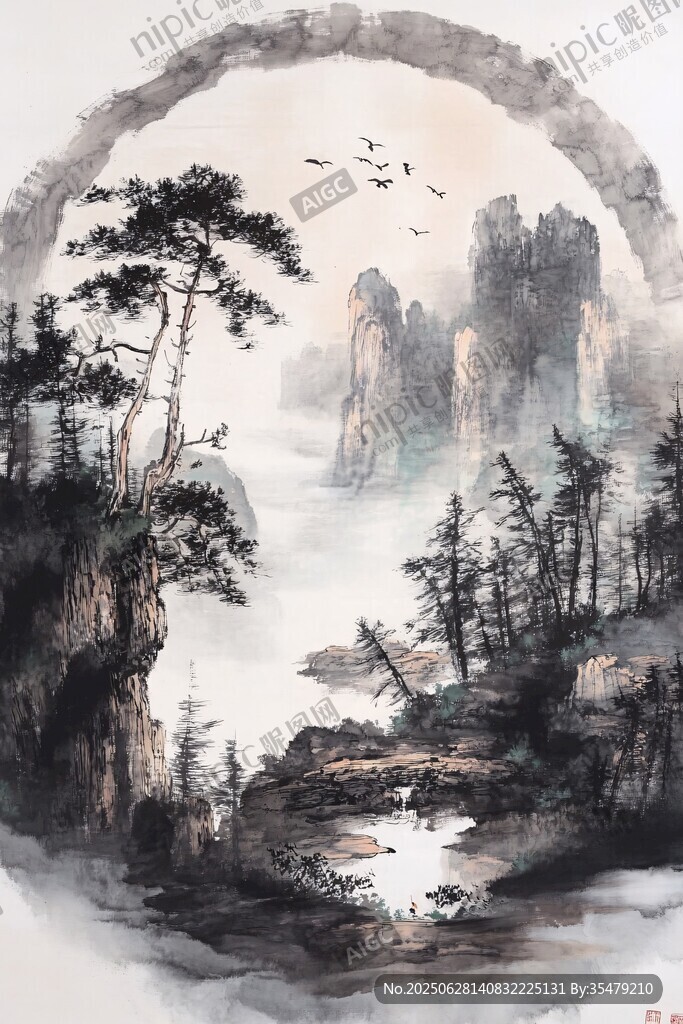 水墨山水間的自然之韻