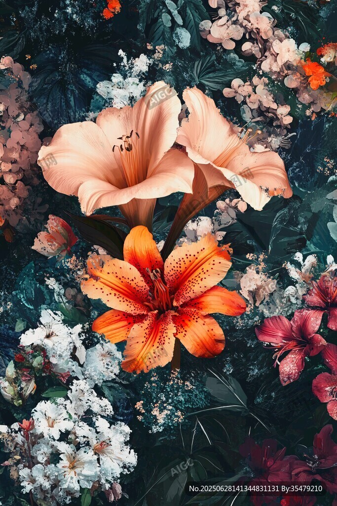 多彩花卉組合綻放之美