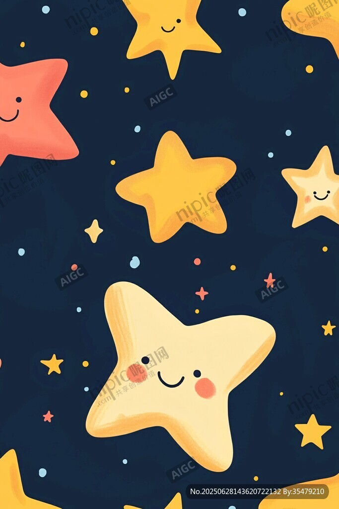 可愛星星卡通無縫圖案背景