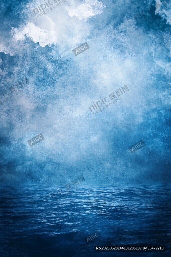 夢(mèng)幻藍(lán)調(diào)天空與海面背景