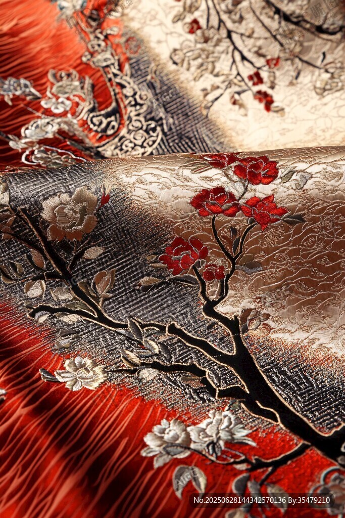 精美中式刺繡絲綢面料