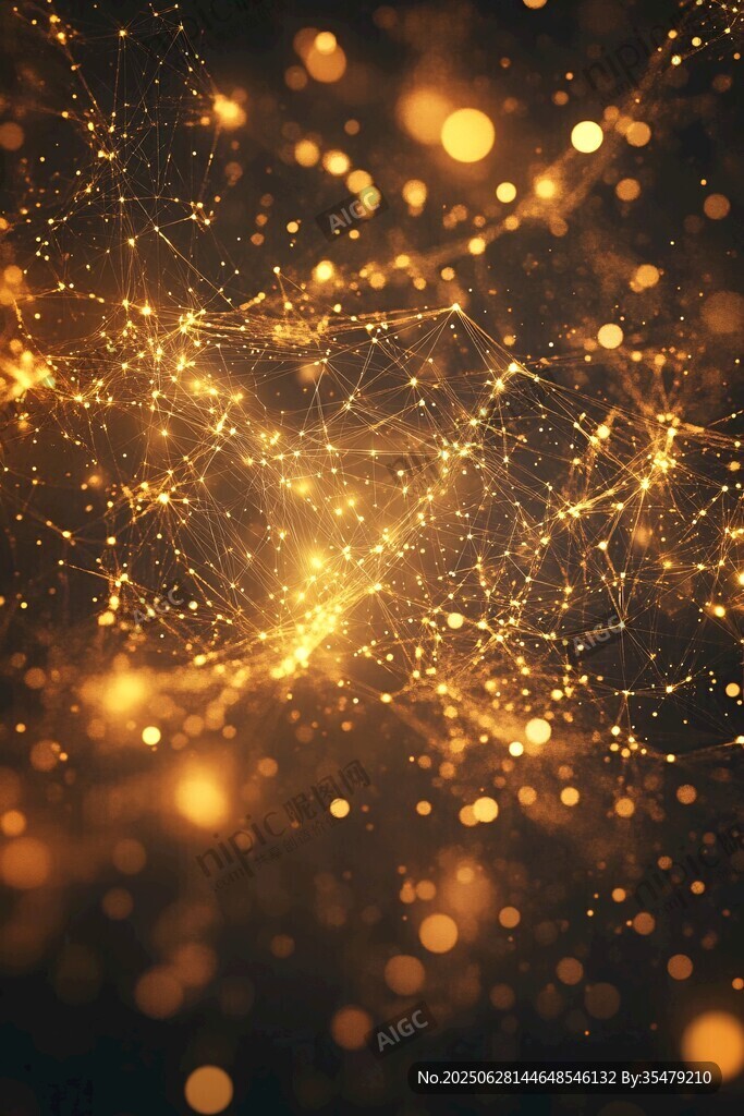 金色粒子夢幻科技背景圖