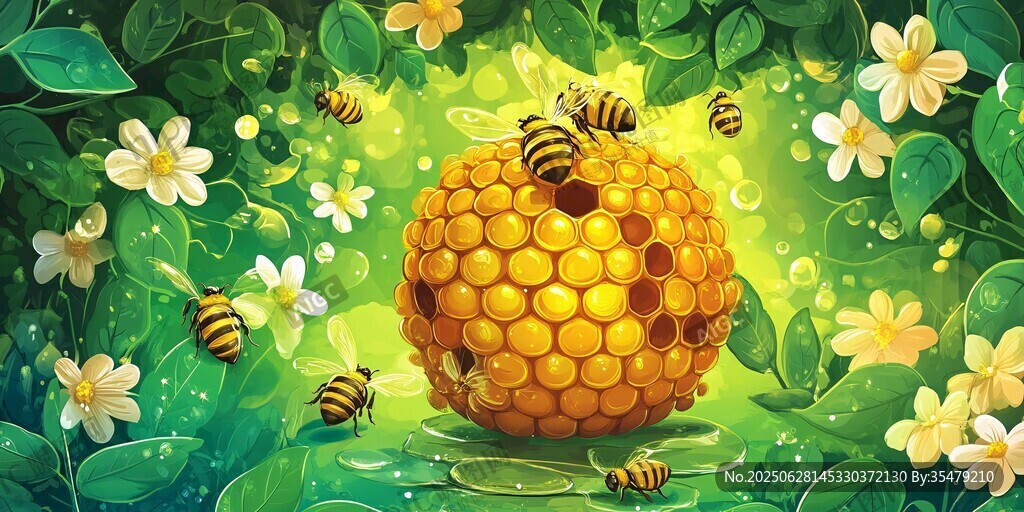 夢幻蜂巢邊忙碌的小蜜蜂