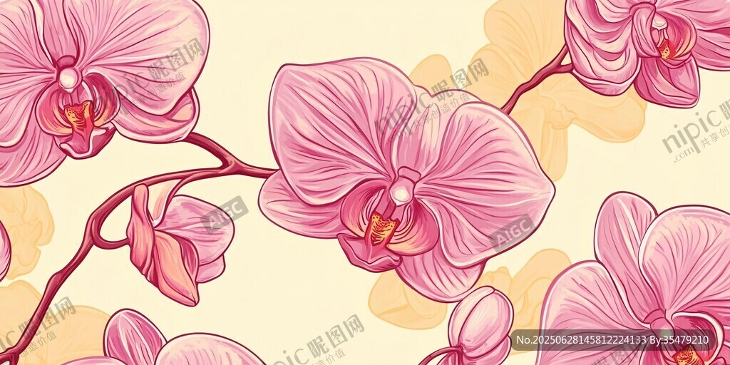 粉色蝴蝶蘭花卉圖案背景