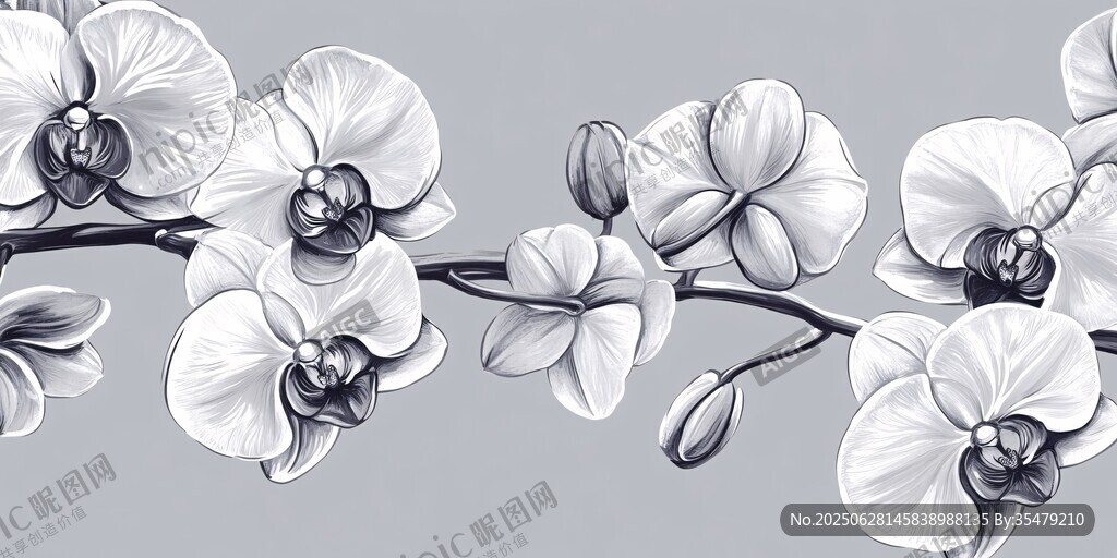 黑白水墨風(fēng)優(yōu)雅蝴蝶蘭