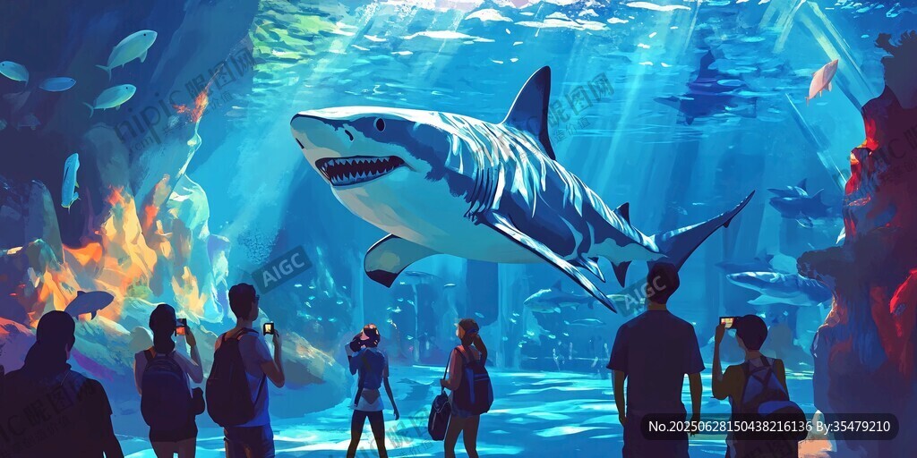 夢幻水族館中的鯊魚觀賞