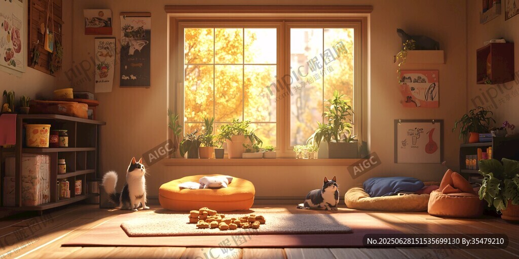溫馨陽光寵物小屋一角