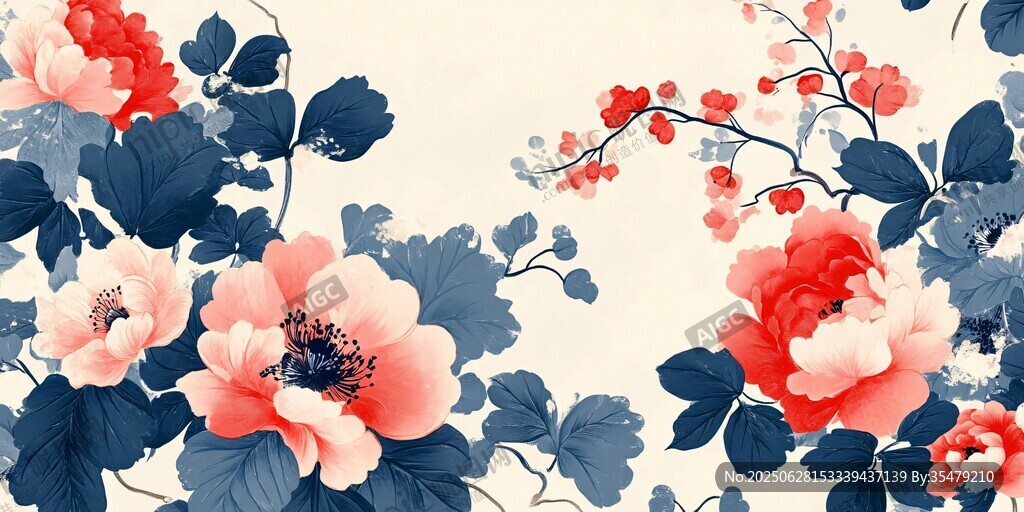 中式花卉圖案 優(yōu)雅復(fù)古風(fēng)