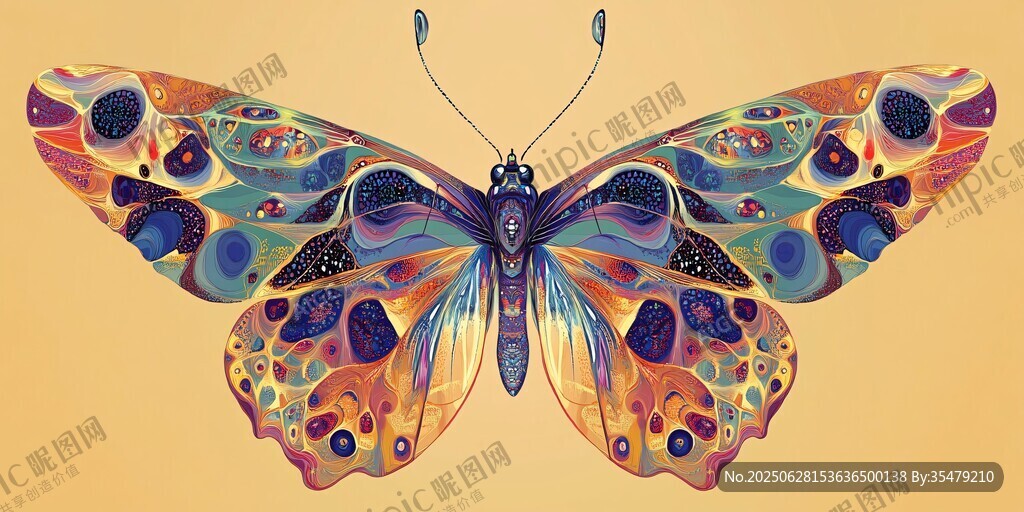 夢幻斑斕蝴蝶插畫藝術