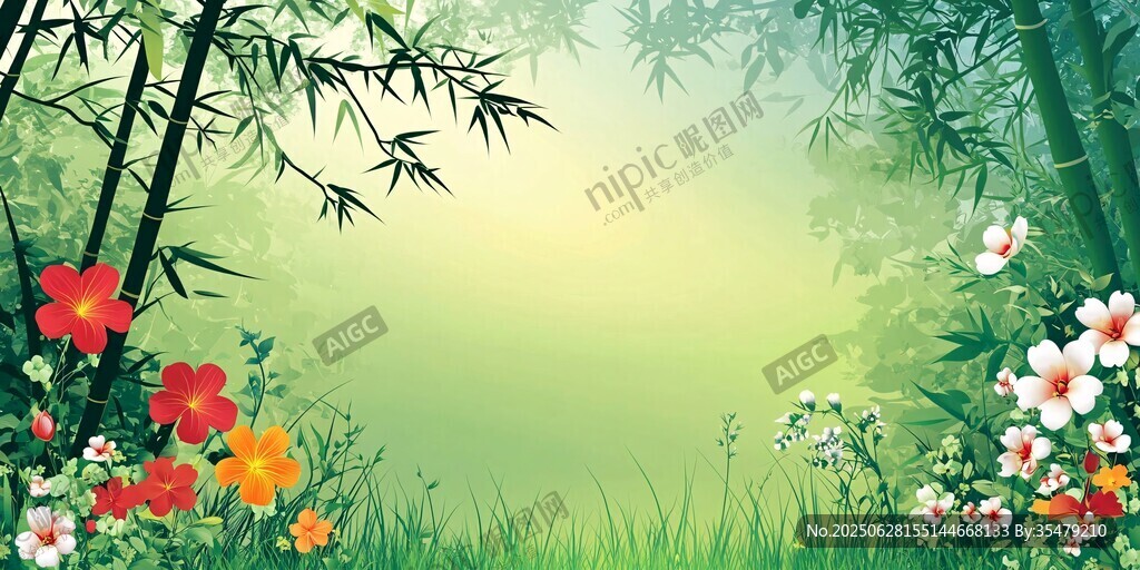 竹林花海間的清新景致