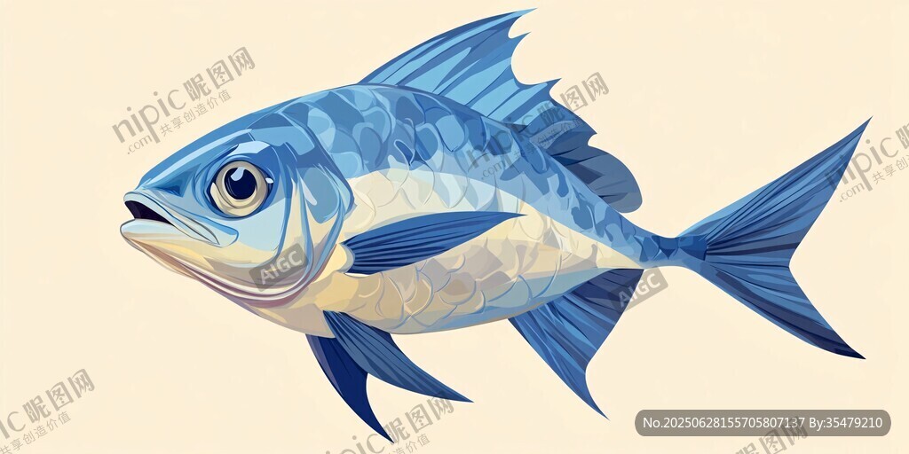 藍色海洋魚插畫