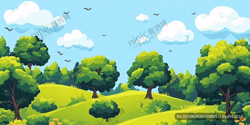 夏日綠意盎然的森林風(fēng)景