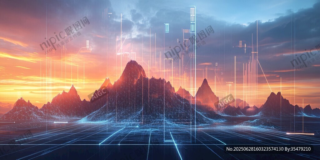 未來感山水與科技融合景象