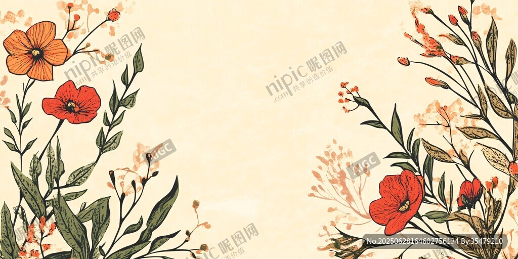 花卉邊框插畫