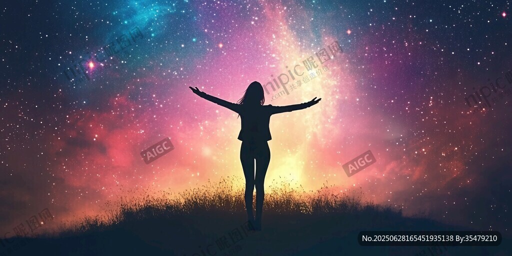 擁抱星空的孤獨身影