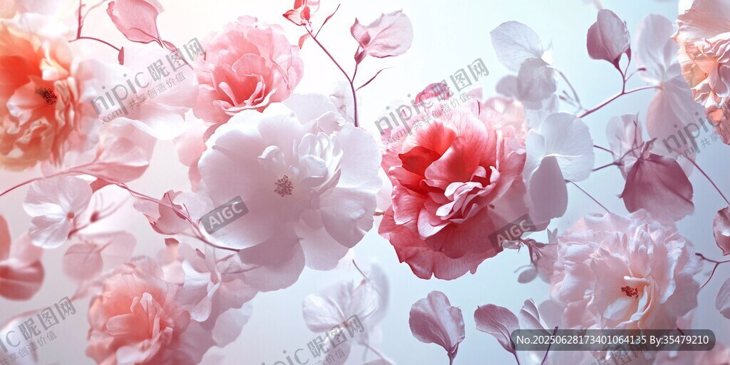 夢幻粉色花卉唯美背景圖