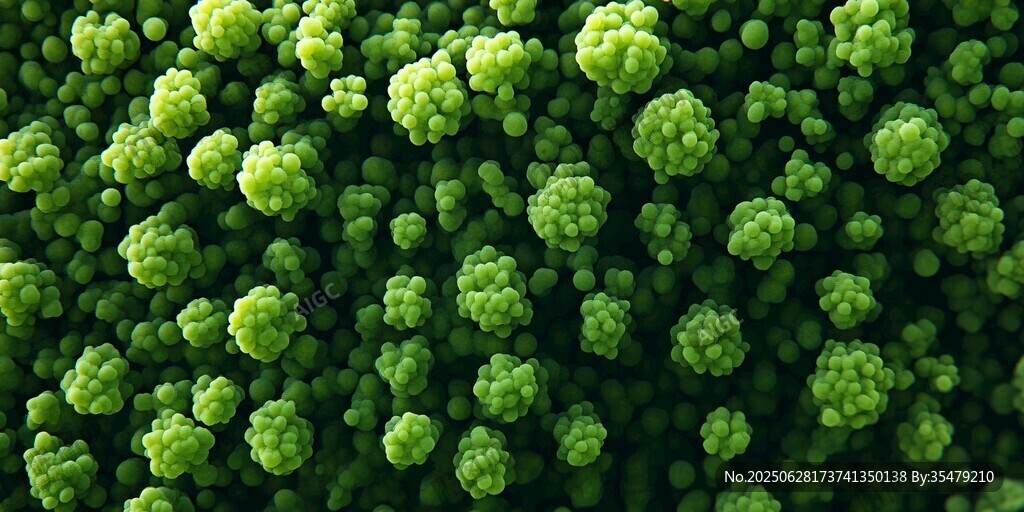 翠綠絨球狀植物微觀景致