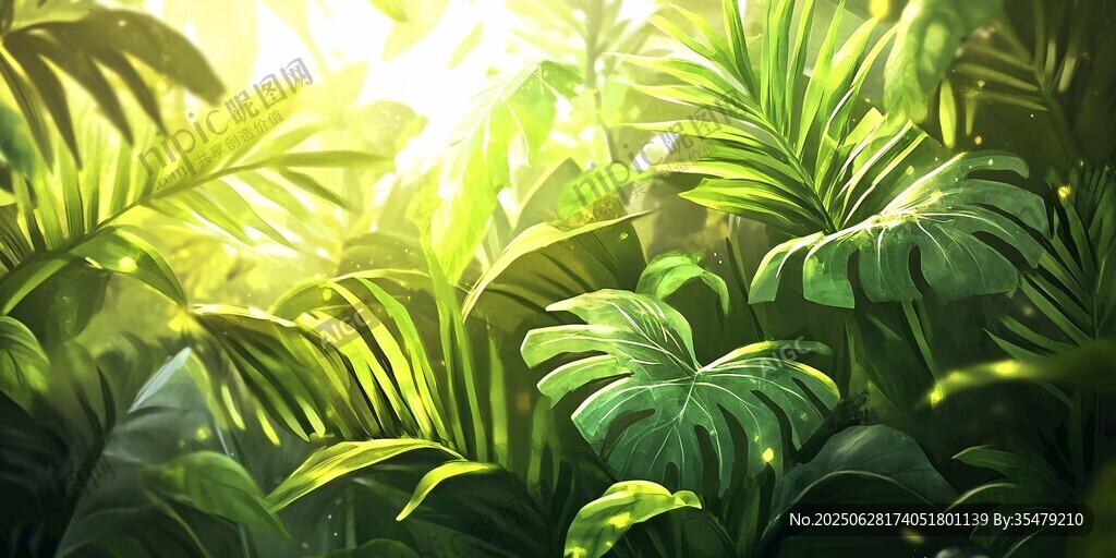 陽光照耀下的熱帶植物景觀