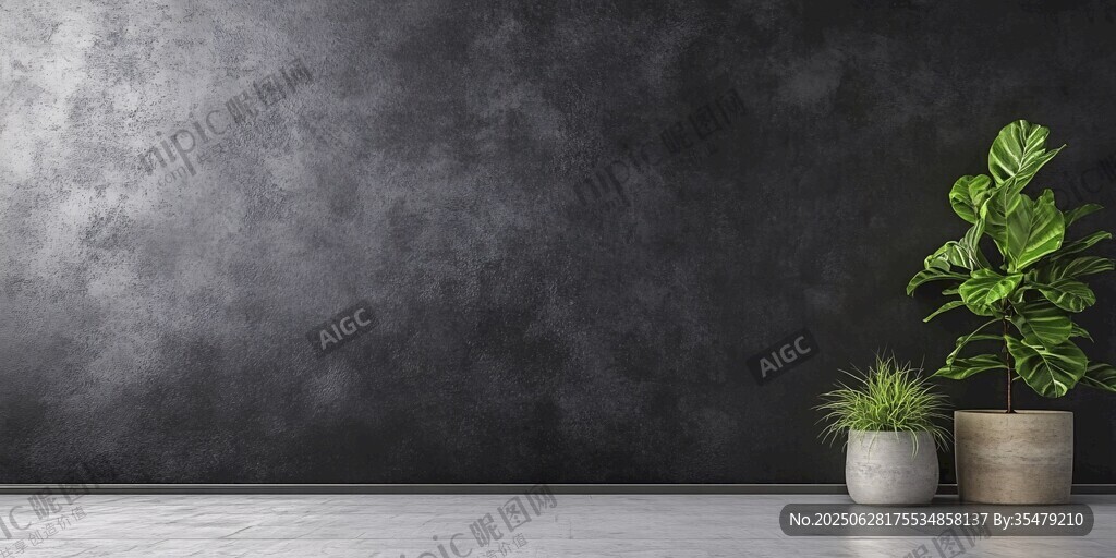 灰墻前的清新綠植組合