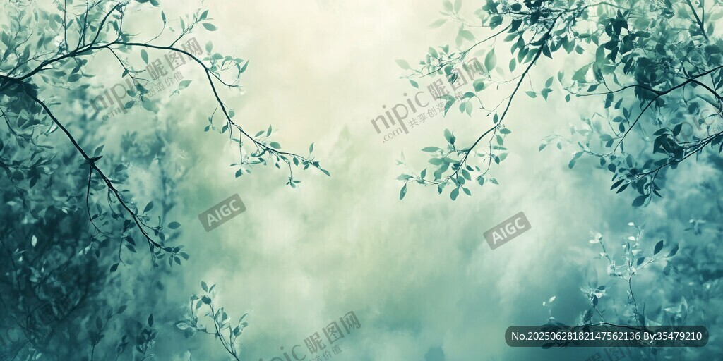 夢(mèng)幻綠意森林枝葉景象