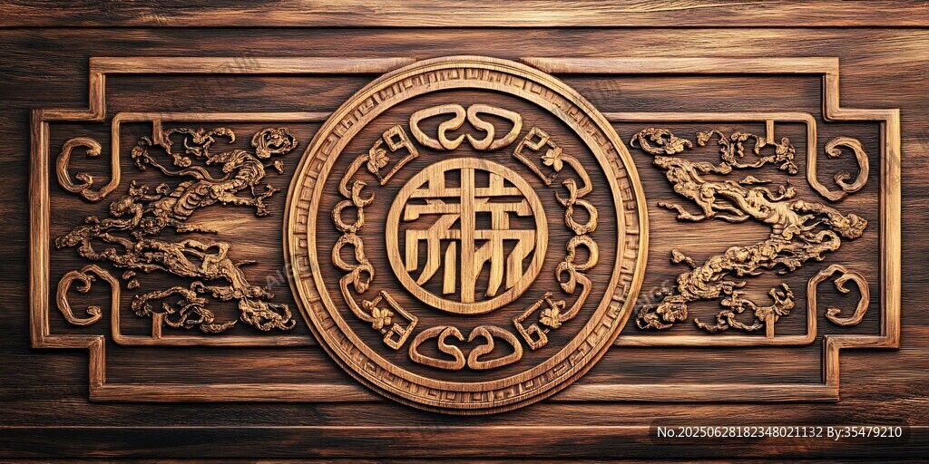 中式木雕福字裝飾圖案